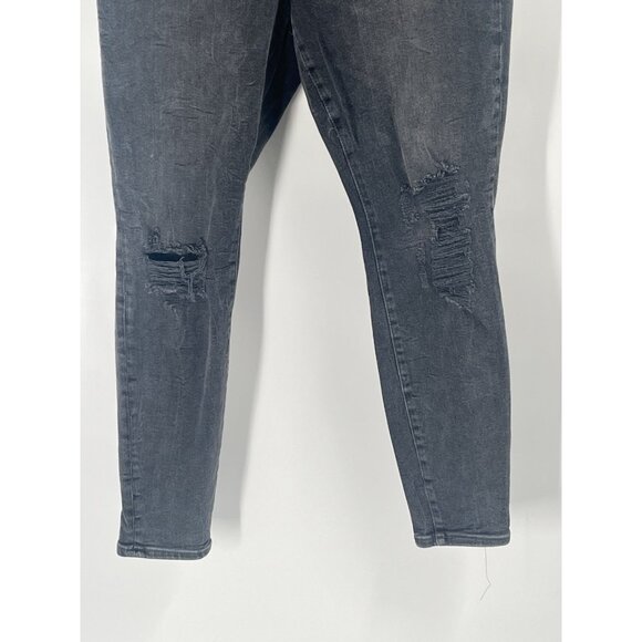 Good American Black Distressed Jeans Slim Straight Sz 15 - Picture 2 of 6